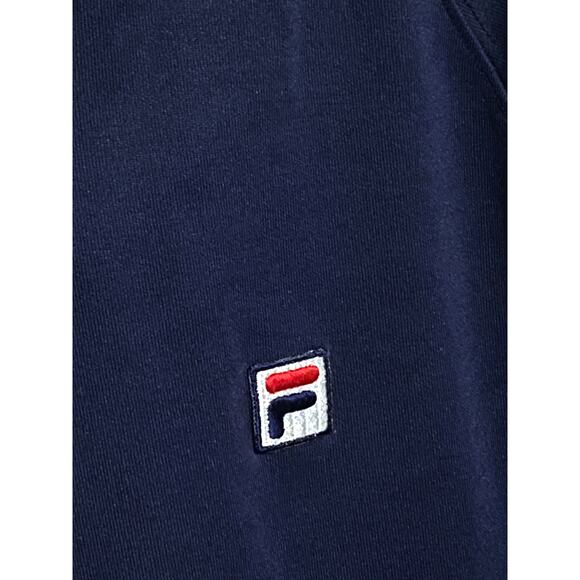 Fila Logo Track Jacket Full Zipper Navy Blue White Striped Sleeve Mens Large L - Picture 5 of 10
